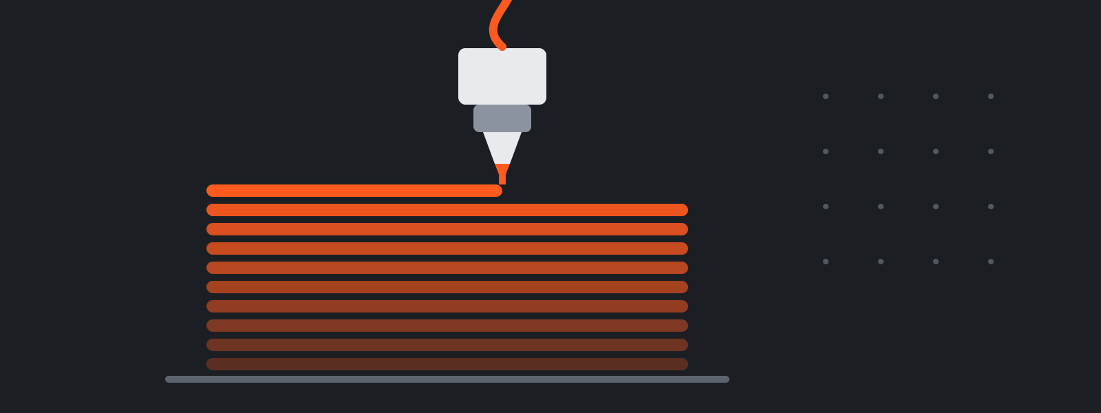 3D printer nozzle laying down layers